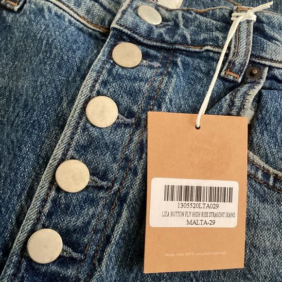 Reformation Liza High Rise Button Fly Straight Leg Jeans Malta 29 NWT - Picture 9 of 12